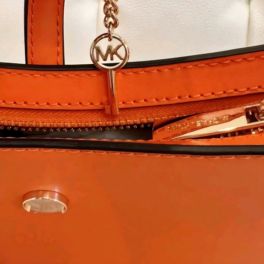 Michael Kors Orange Lyra Small Leather Handbag/ Clutch (NWT) - Picture 8 of 10